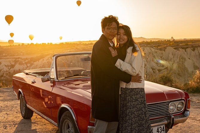 Cappadocia Classic Car Sunset or sunrise - A classic car, balloons, and Cappadocia’s changing light
