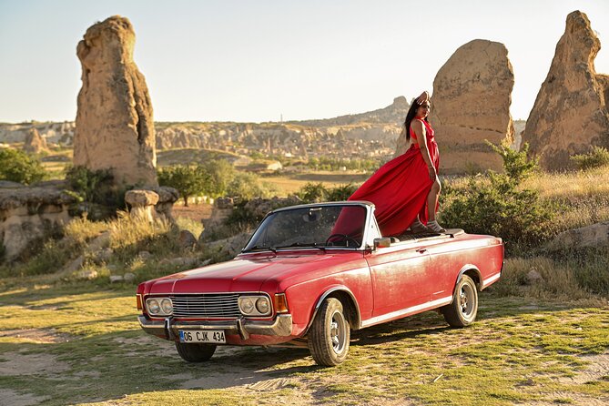 Cappadocia Classic Car Sunset or sunrise - Çavuşin Village brings the widest views