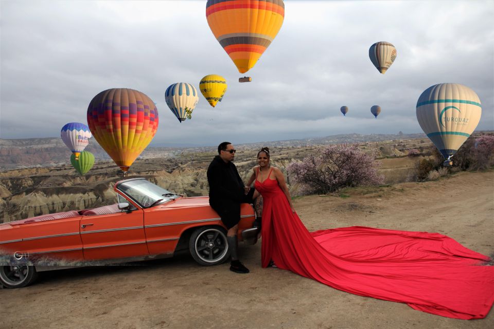 Cappadocia Photo Shoot with Classic Car and Flying Dress - A Cappadocia photo set on four wheels