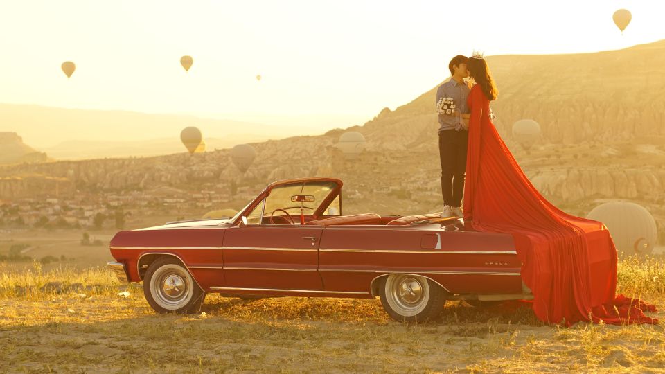 Cappadocia Photo Shoot with Classic Car and Flying Dress - Pickup from five Cappadocia towns