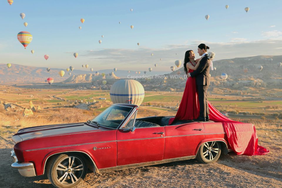 Cappadocia Photo Shoot with Classic Car and Flying Dress - Sunrise, balloons, and the timing decision