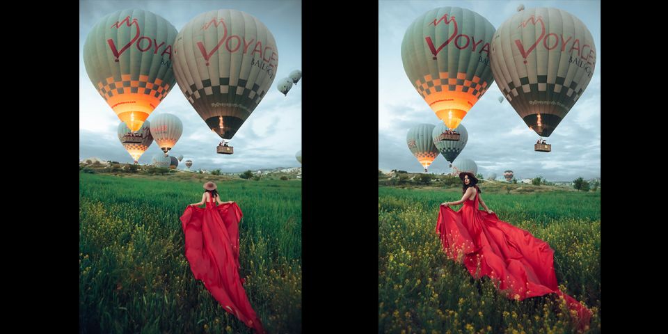 Cappadocia: PhotoShoot with Balloons. Flying Dress included. - Valley of Love and the sunrise balloons