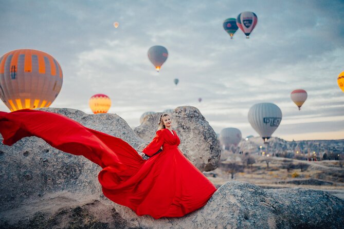 Cappadocia Photoshoot with Flying Dress & Instagram Reels - Rose Valley before the balloons lift