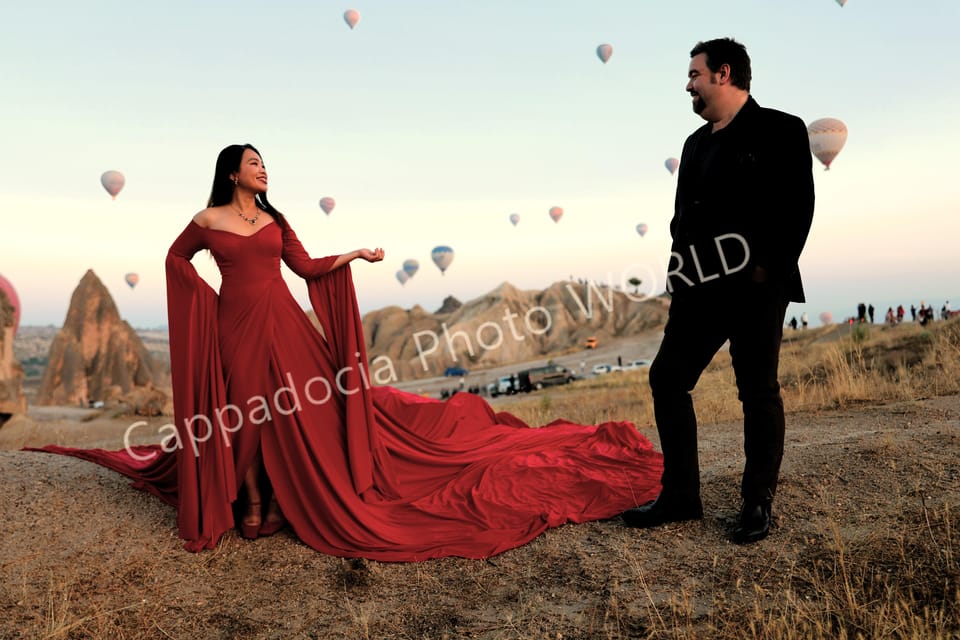 Cappadocia Photoshoot with Flying Dress - From your hotel to Rose Valley