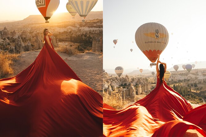 Cappadocia Photoshooting with Flying Dress - Sunrise Balloons Set the Scene