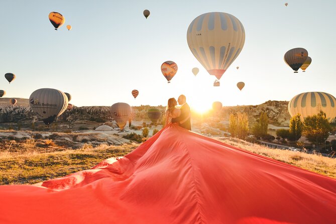 Cappadocia Private Flying Dress & Hot Air Balloon Photoshoot - Love Valley: open views and the balloon backdrop