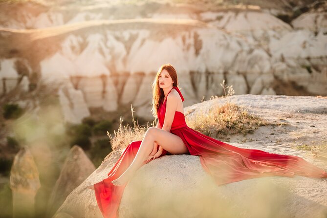 Cappadocia Private Flying Dress & Hot Air Balloon Photoshoot - Rose Valley: warm rock and soft morning color
