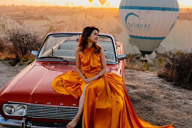 Cappadocia Private Photo Shoot with Flying Dress & Vintage Car - Three locations, 150 to 200 photographs