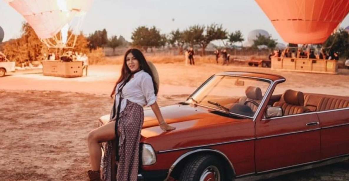 Cappadocia: Sunrise, Day Tour & Sunset Classic Car Tour - A vintage car beside Cappadocia’s balloon launch sites